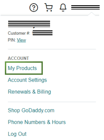 'my products' option to see all services godaddy transfer domain