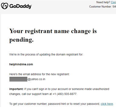 godaddy domain transfer approval mail sample